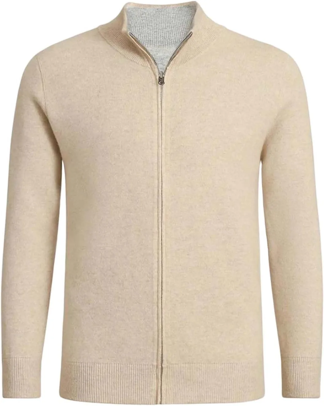 

Мужской кардиган из кашемира с полной застежкой-молнией и стойкой Adhdyuud