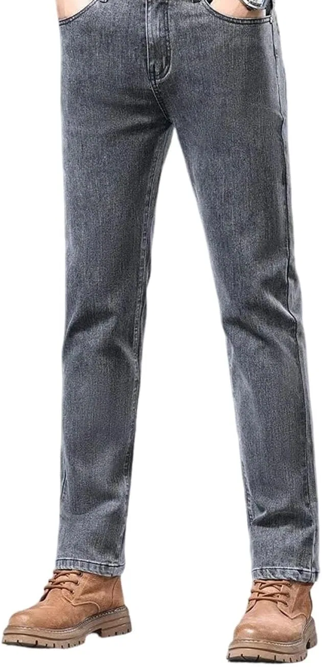 Джинсы прямые повседневные Men’s Winter Thick Jeans, серый