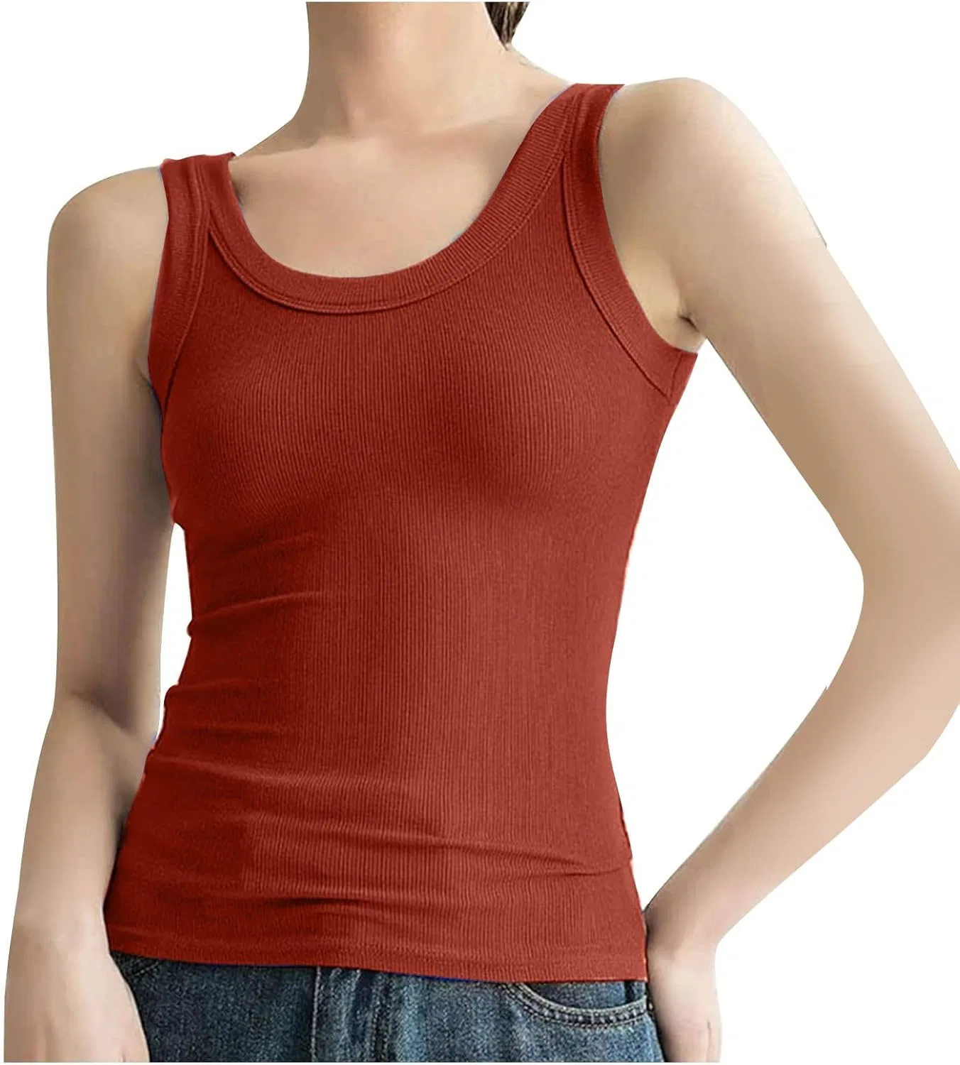 Женский топ-майка из хлопка и льна, sleeveless, watermelon Red