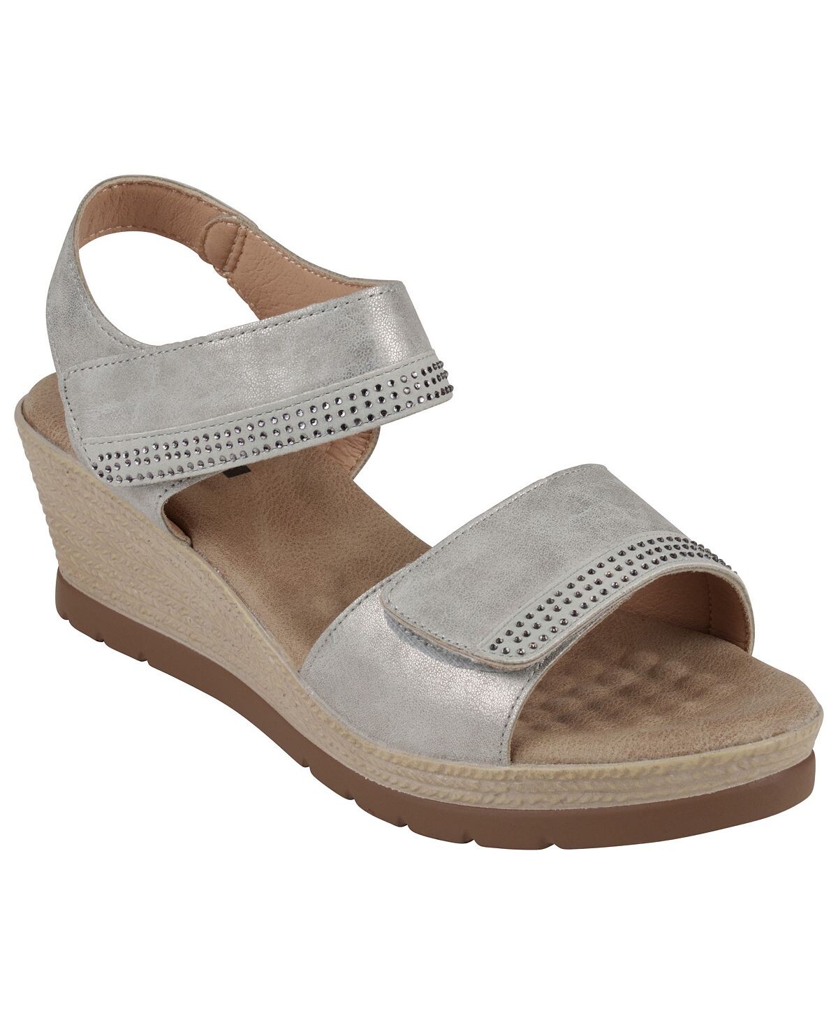 

Женские босоножки на танкетке с украшением Jorda GC Shoes, серебро