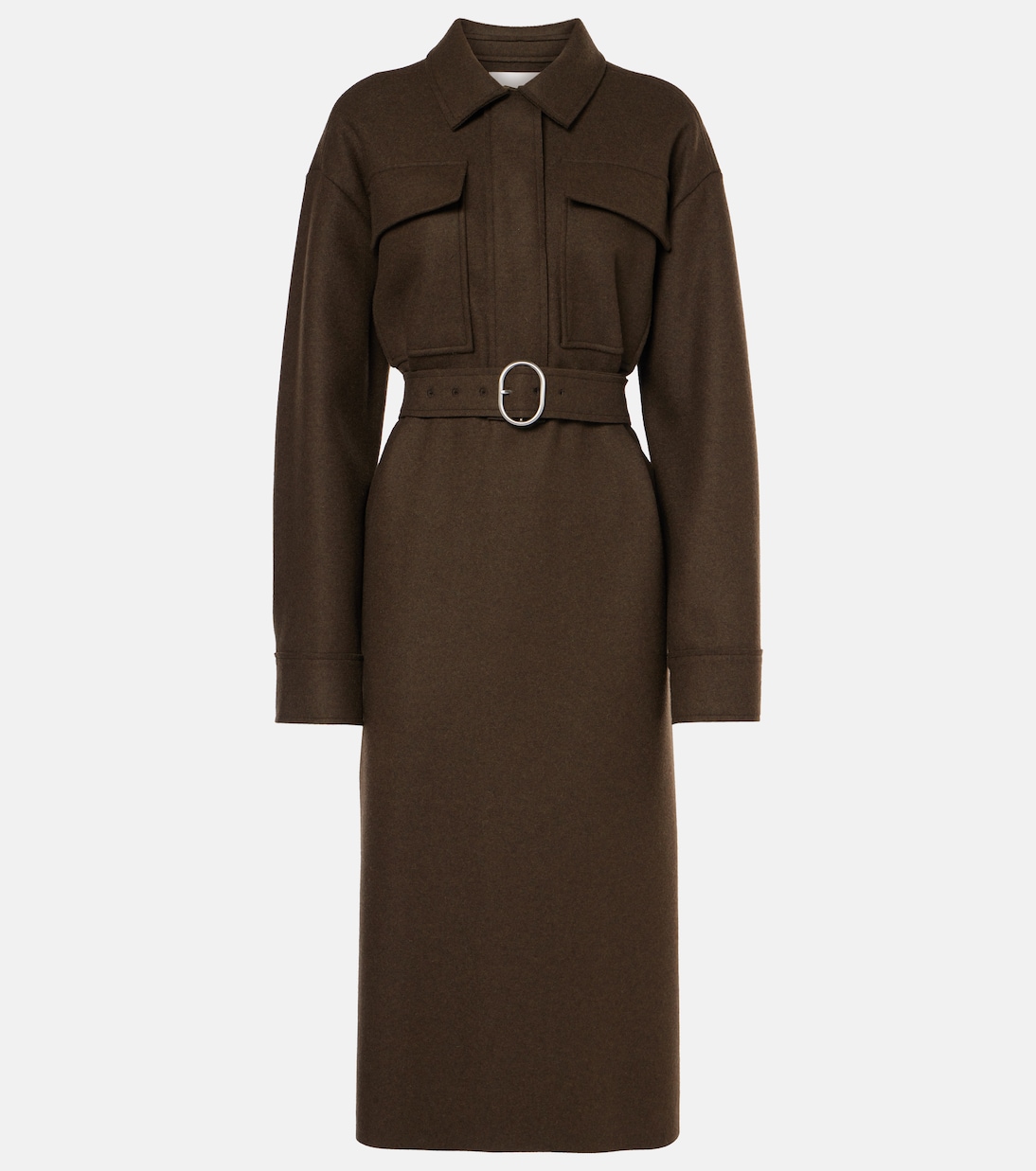 

Платье-рубашка из смесовой шерсти с поясом Jil Sander, Pickle