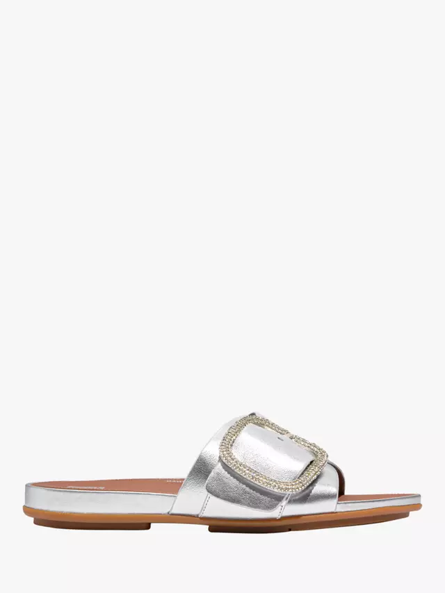 

Шлепанцы FitFlop Embellished Buckle Leather, серебряный