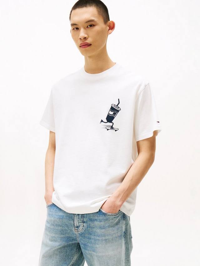 

Футболка Tommy Jeans с принтом для скейтбординга, хлопок, короткий рукав Tommy Hilfiger, Natural/Multi