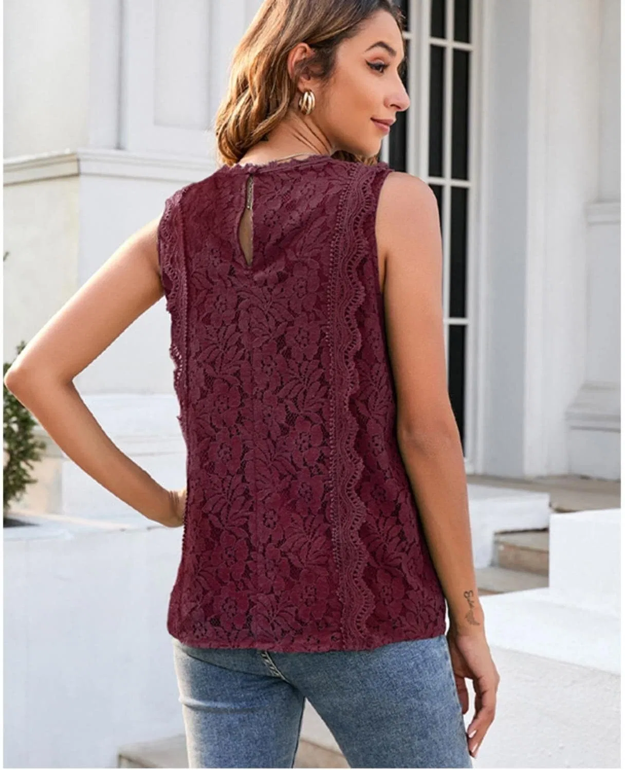 Блуза женская с кружевными рукавами Party Clothes for Lady, красный — фото 2