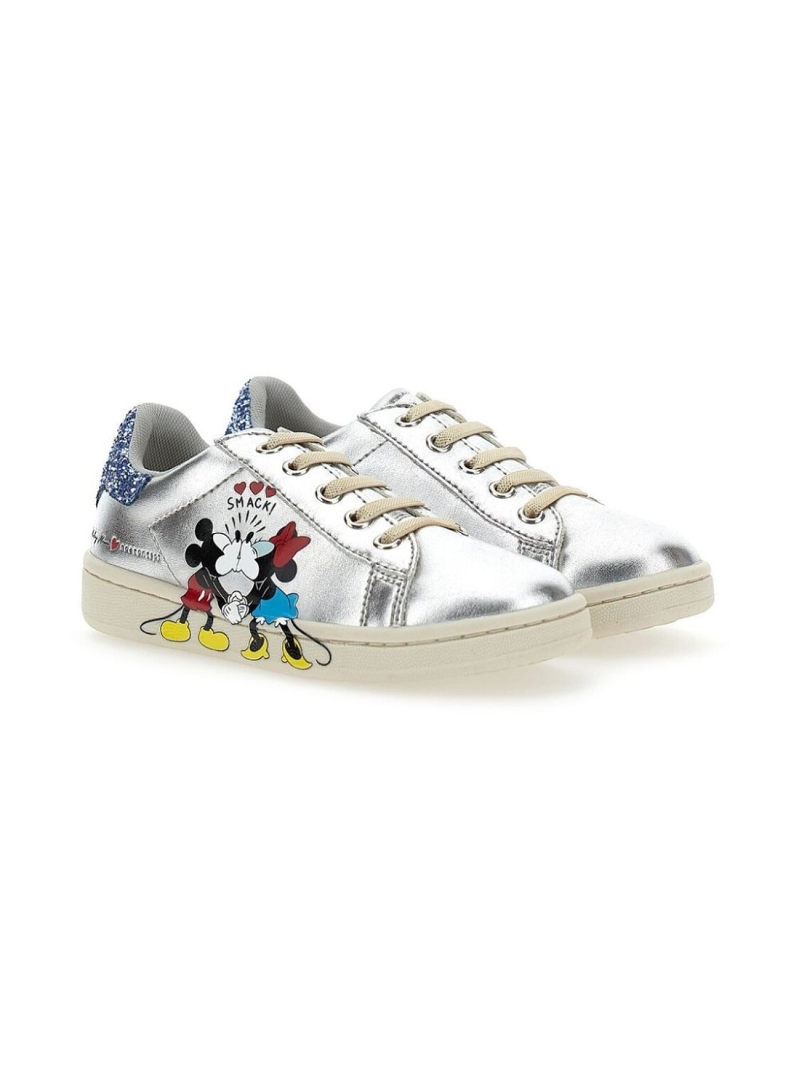 

Moa кеды Mickey + Minnie с блестками, серебристый