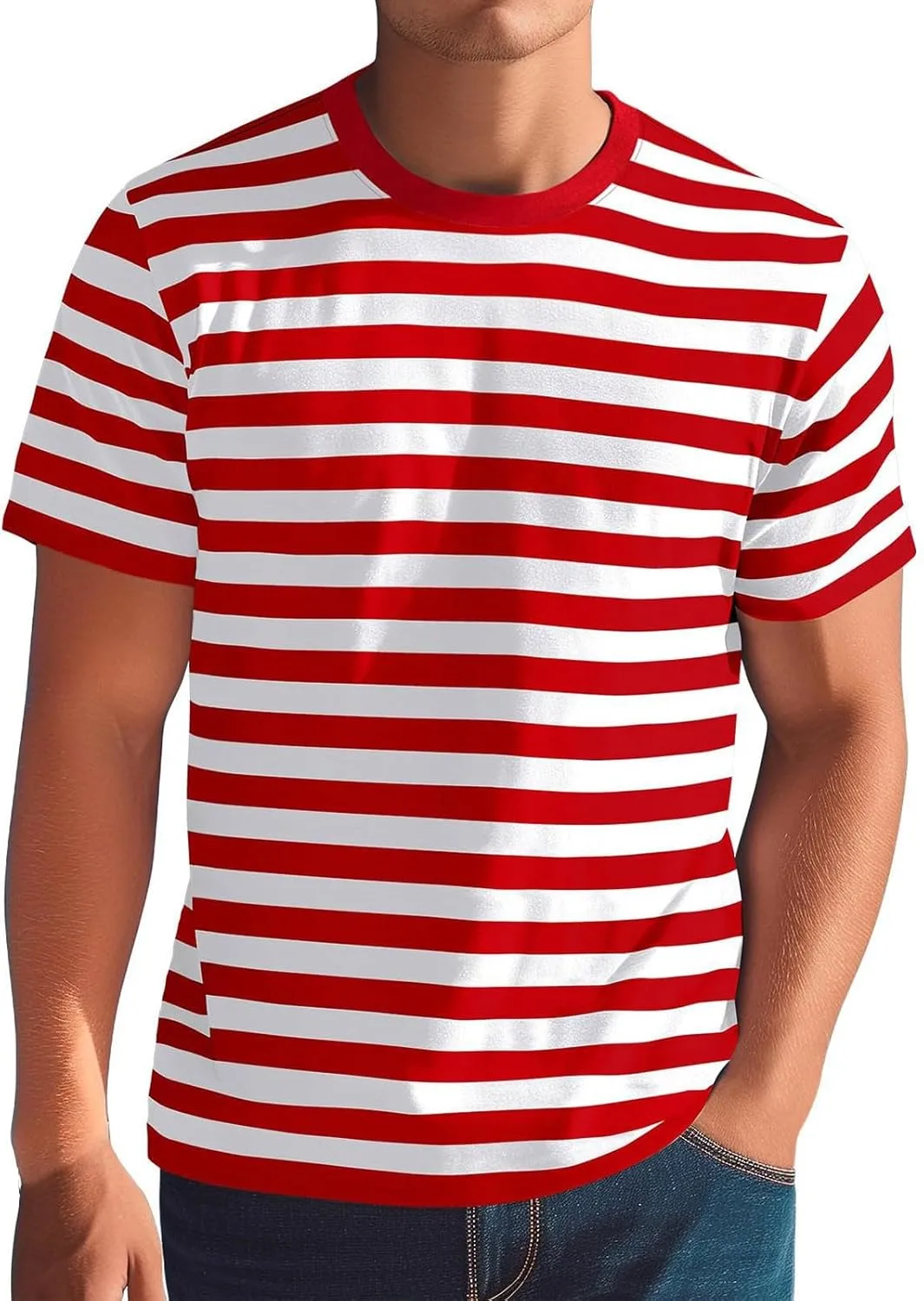 

Мужская футболка с полосками, короткий рукав, цветной блок