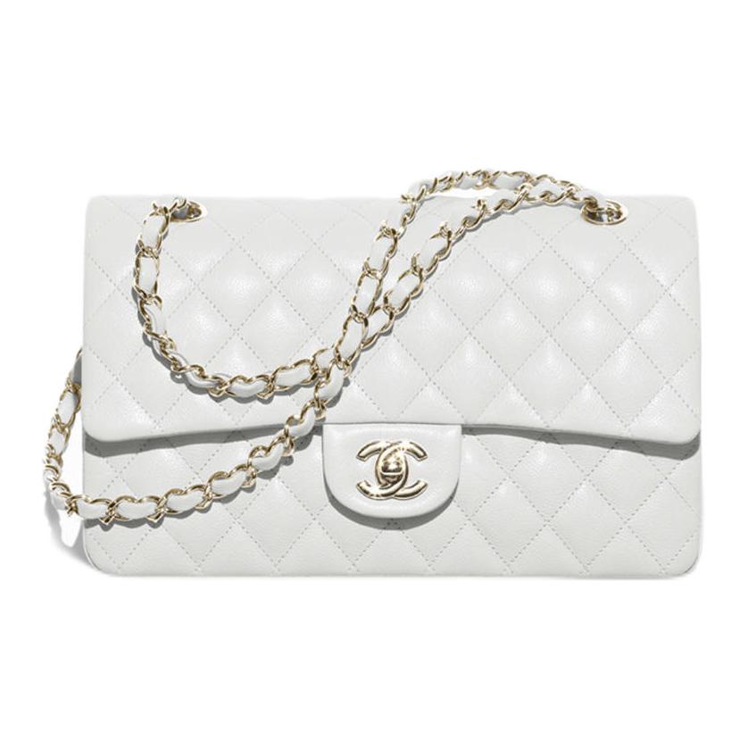 

Chanel Сумка через плечо из телячьей кожи с икрой, средняя, женская, белая