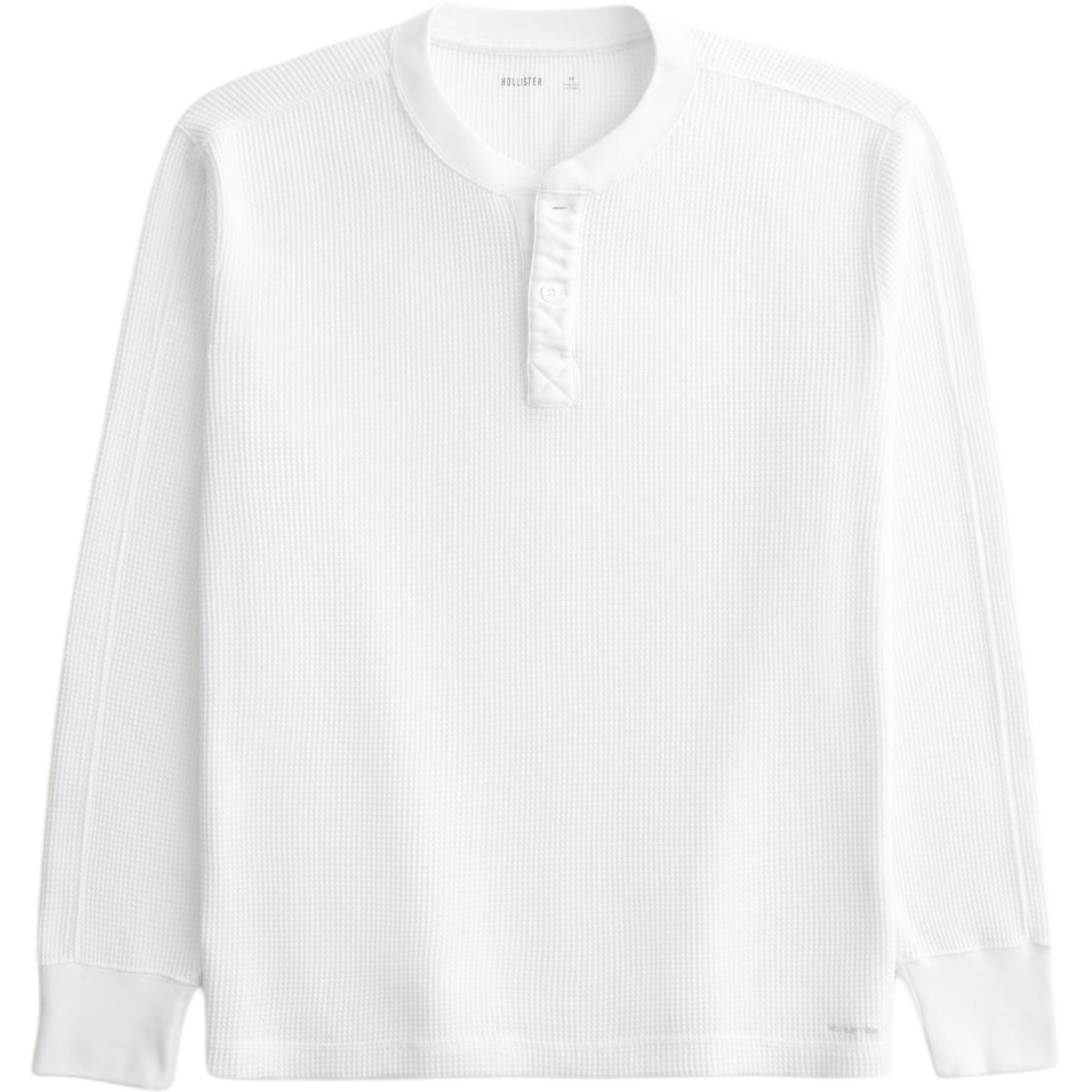 

Hollister/ Футболка мужская белая с воротником хенри умеренного прямого кроя