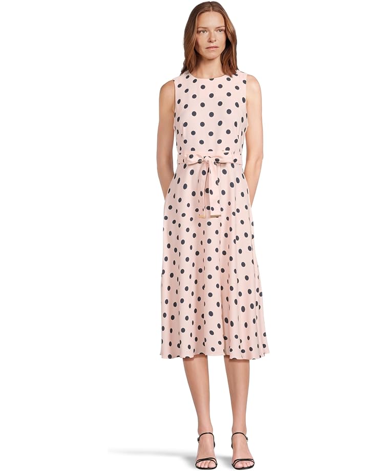 

Платье Calvin Klein Polka Dot Self Tie Midi, цвет Blossom/Indigo