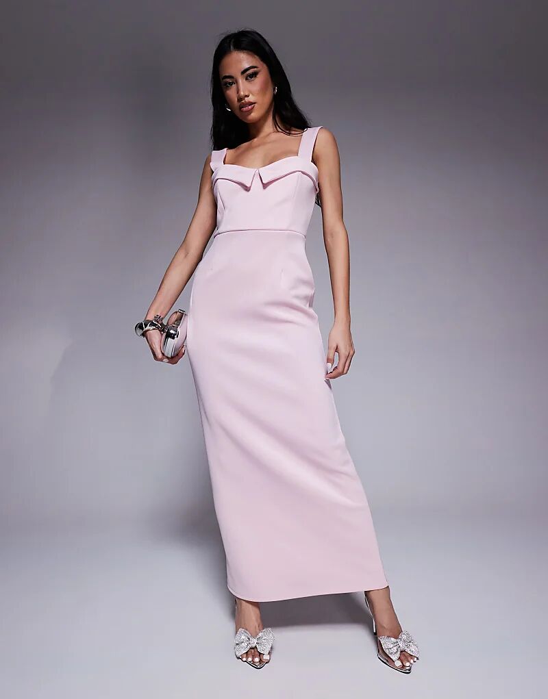 

Платье-футляр миди ASOS DESIGN с отделкой на чашках, светло-розового цвета, из ткани в стиле «скуба»