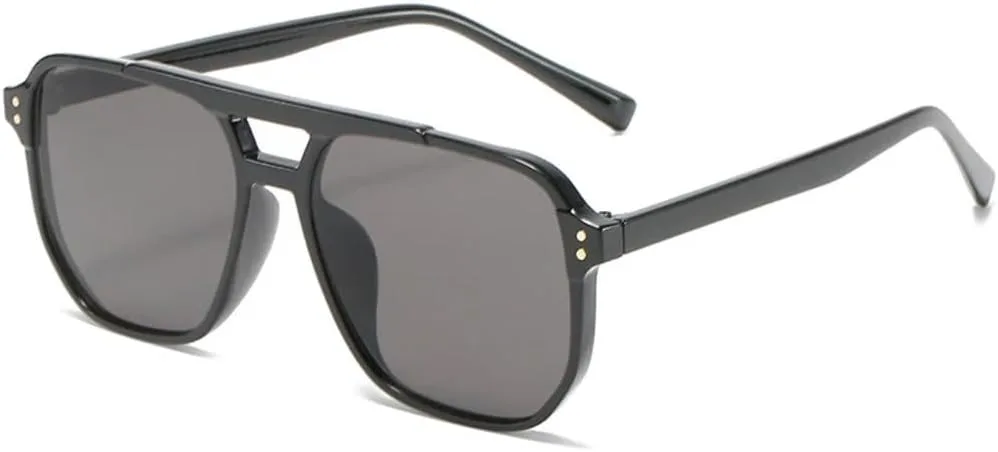 

Ретро-солнцезащитные очки с двойной перемычкой для женщин, модные сине-оранжевые градиентные, защита от УФ-излучения UV400 для мужчин UUPTTPL, Black Gray