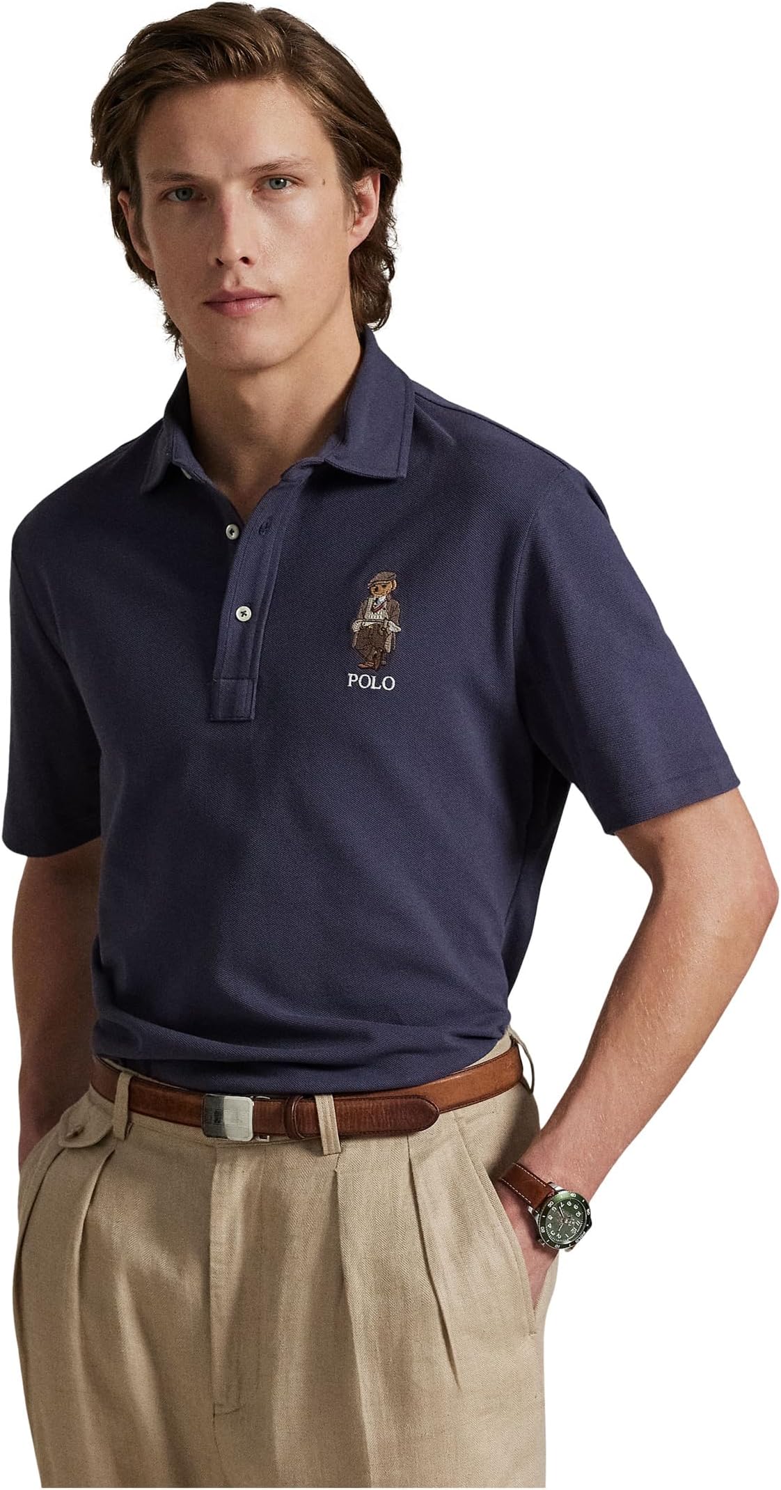 

Поло Polo Ralph Lauren Classic Fit Polo Bear Mesh Polo Shirt, цвет Faded Blue Heritage Bear