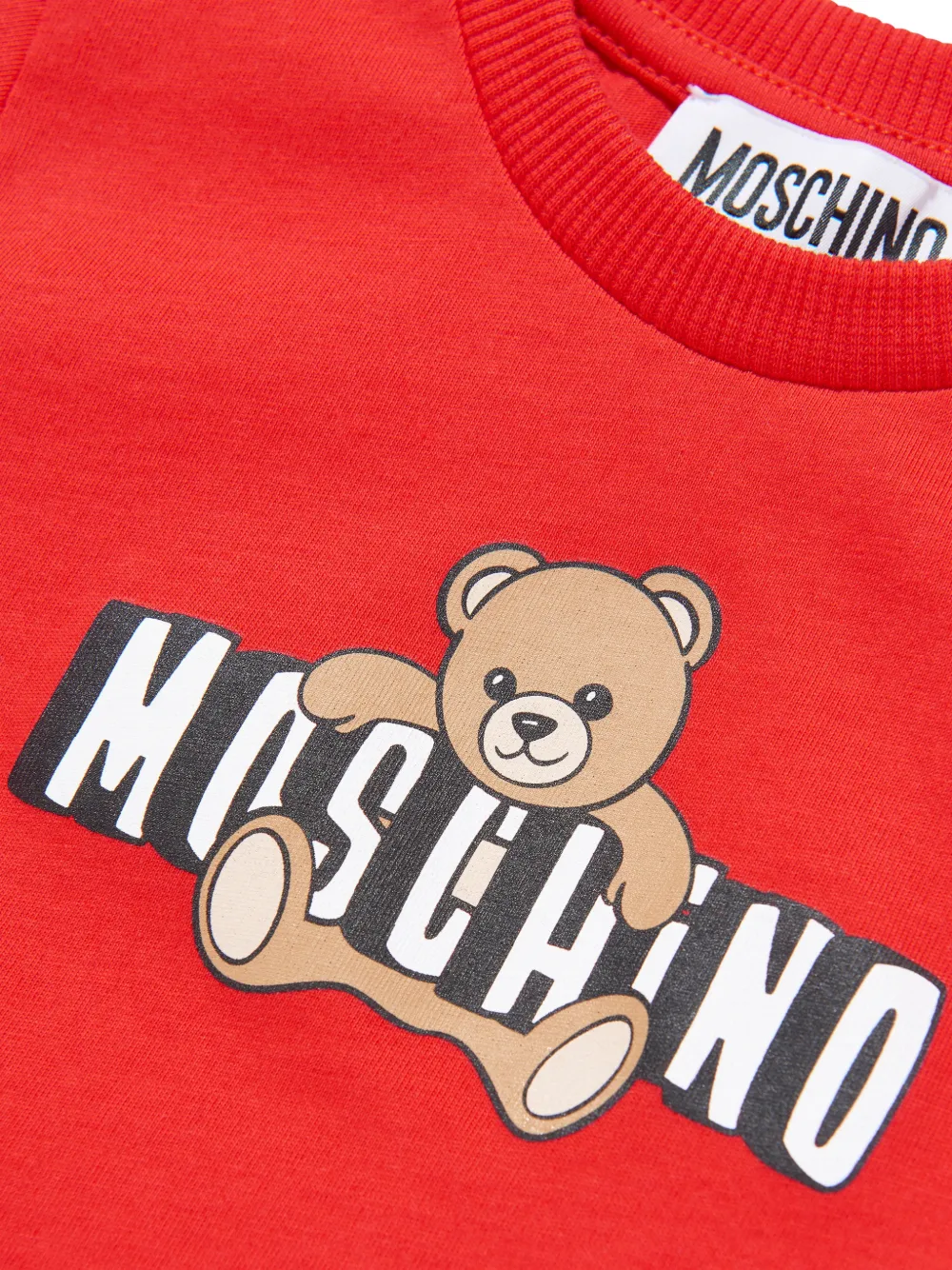 Футболка с принтом в виде мишки Moschino Kids, красный — фото 3
