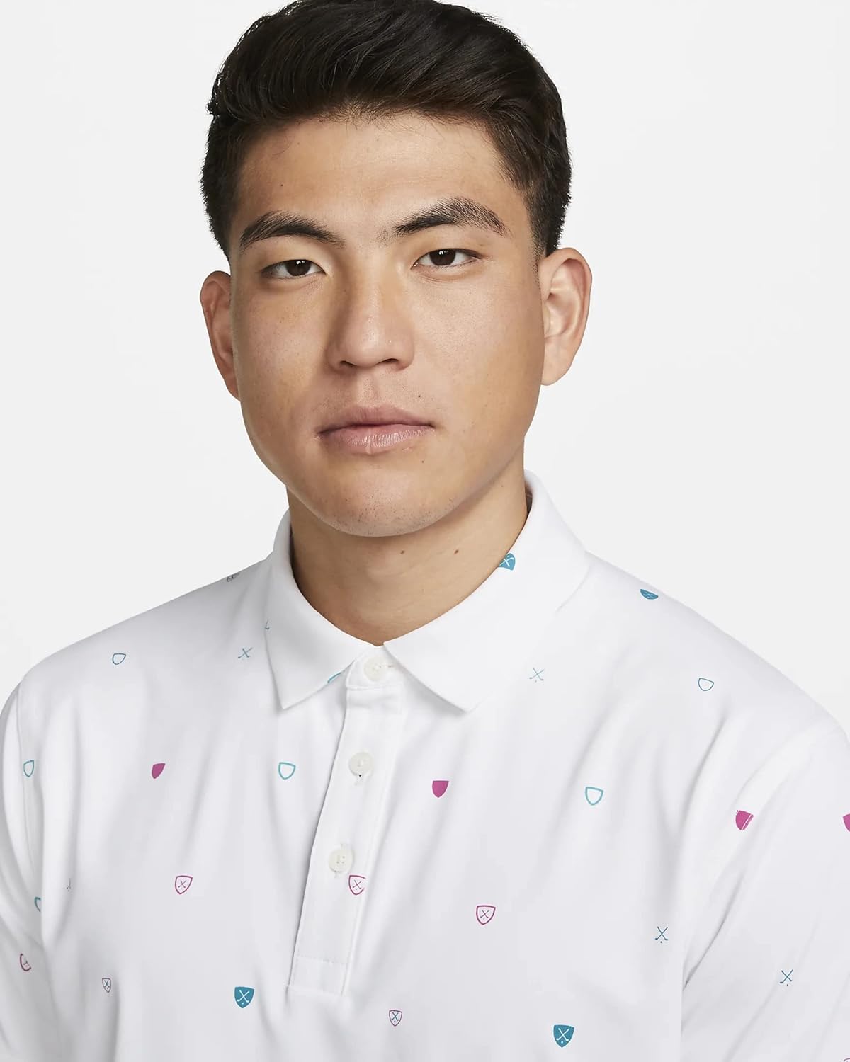 Мужская футболка-поло для гольфа с принтом Nike Dri-FIT Player, White/Brushed Silver — фото 3