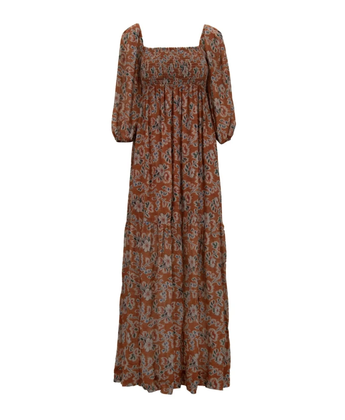 

Длинное платье с цветочным принтом и пышными рукавами. Aniye By, мультиколор