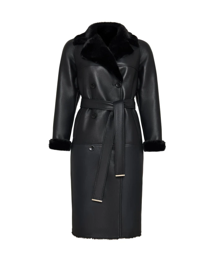 

Пальто с застежкой на пуговицы, двустороннее, из искусственной кожи. Cesare Gaspari, черный