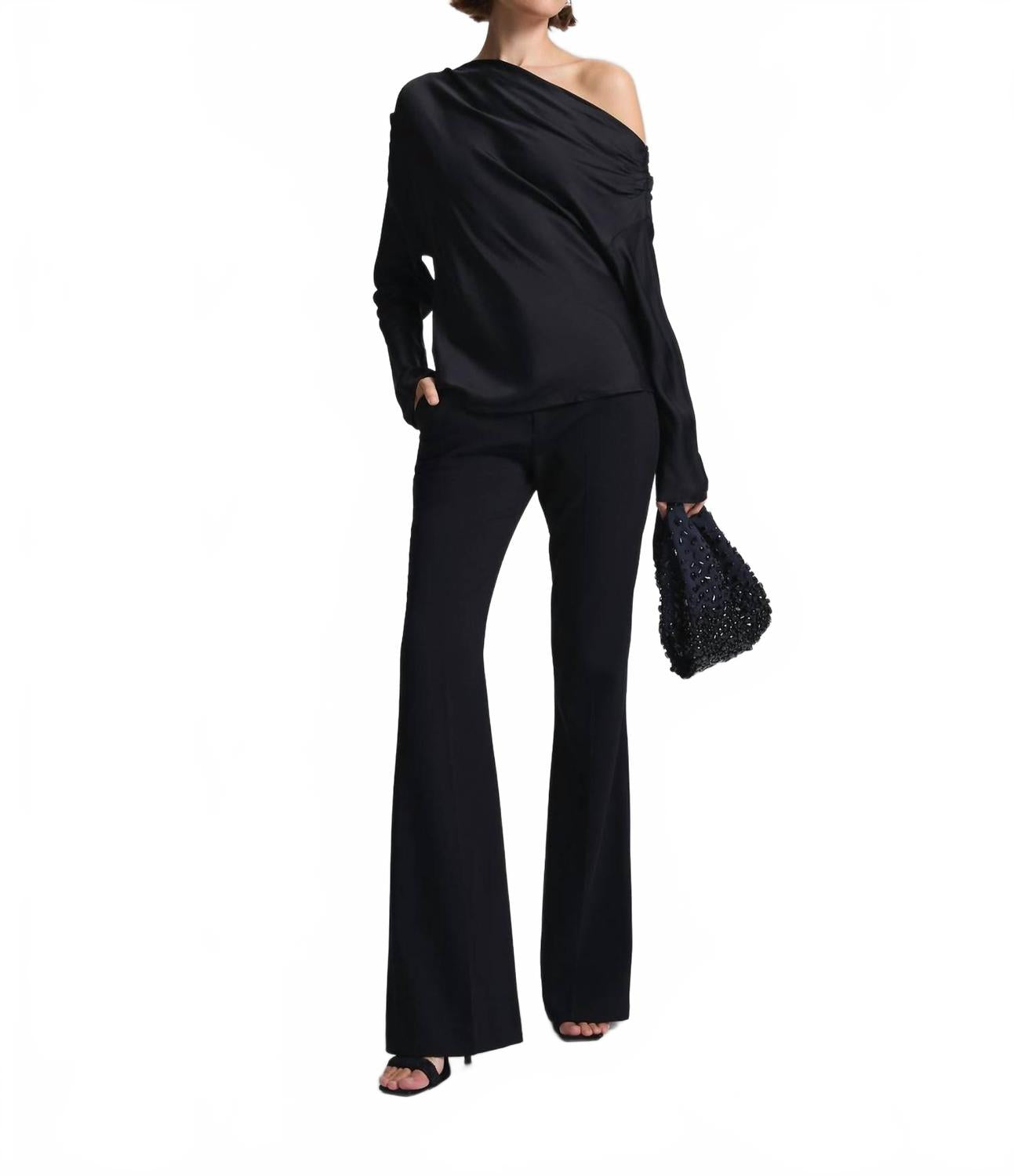 

Питер топ с атласного плеча в черном цвете A.L.C.