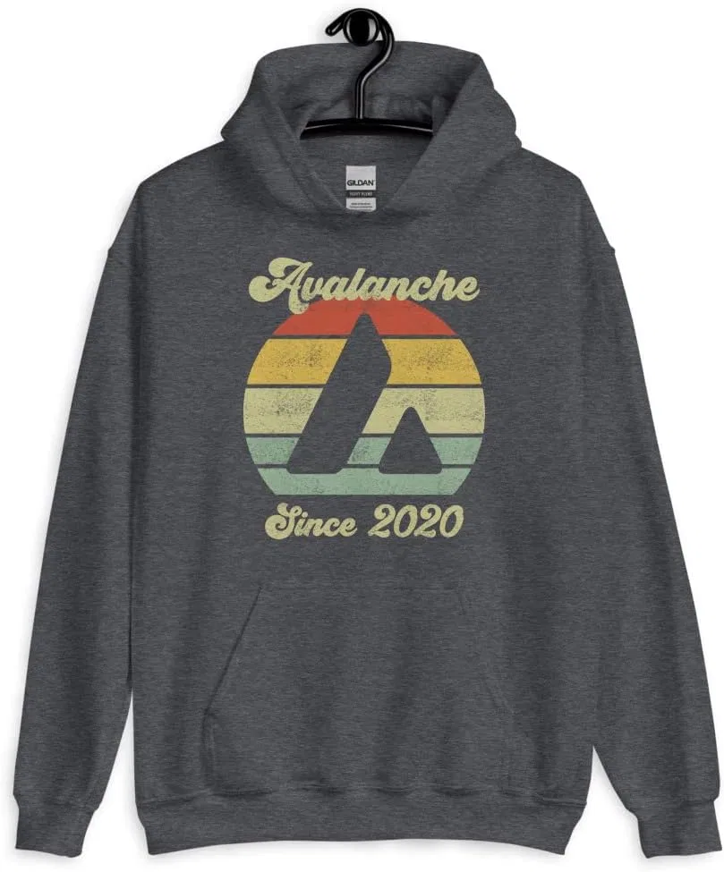 Толстовка Avalanche Crypto Since 2020, толстовка с принтом AVAX Cryptocurrency, пуловер Generic, Dark Heather
