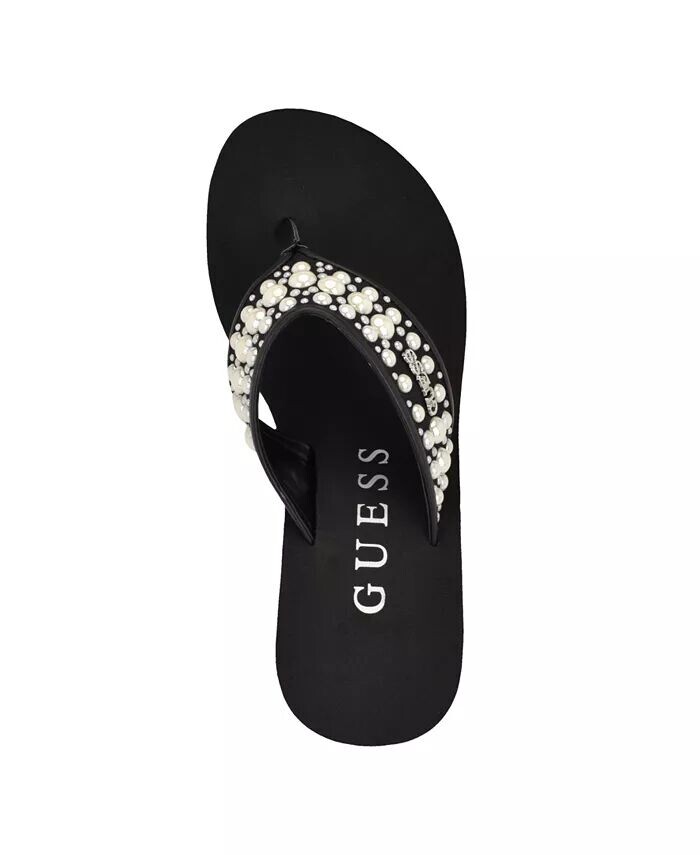 Женские босоножки на танкетке Silus с украшением GUESS, черный — фото 4