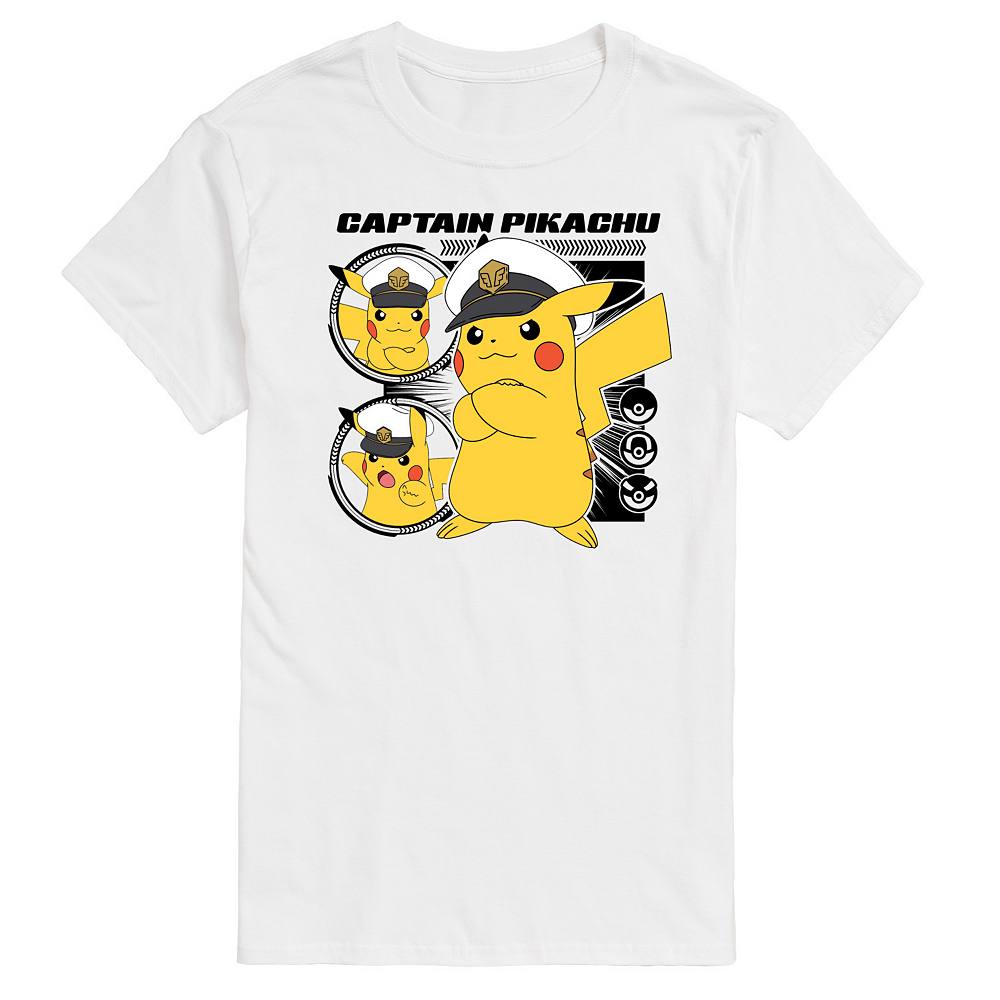 

Мужская футболка с рисунком Pokemon Captain Pikachu, белый