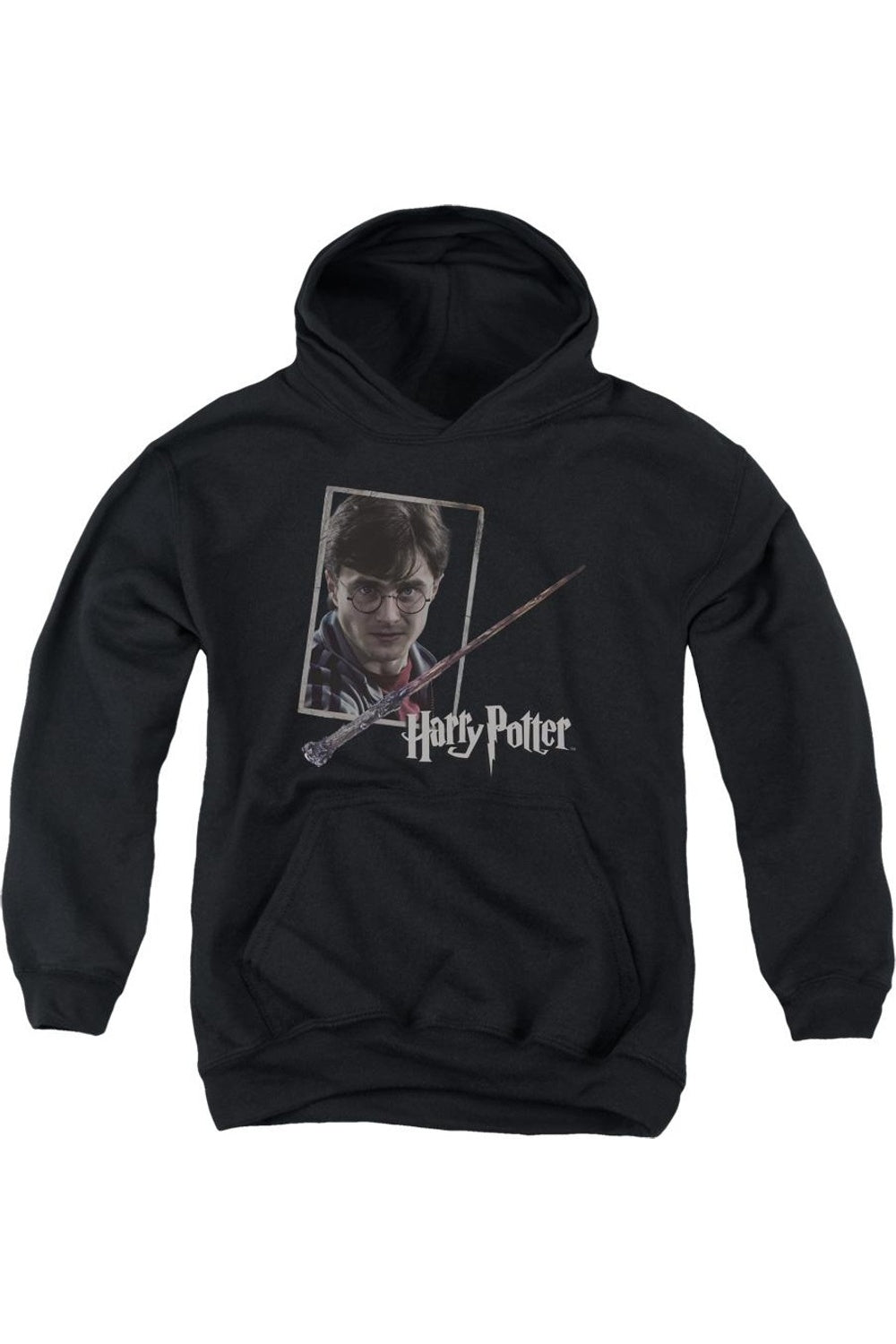 

Толстовка с капюшоном "Портрет Гарри Поттера с волшебной палочкой" молодежная Gildan, черный