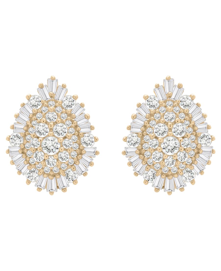 

Серьги-кластеры с бриллиантами багетной и круглой огранки (общий вес 1 карат) в оправе из 14-каратного желтого золота Wrapped in Love, Yellow Gold