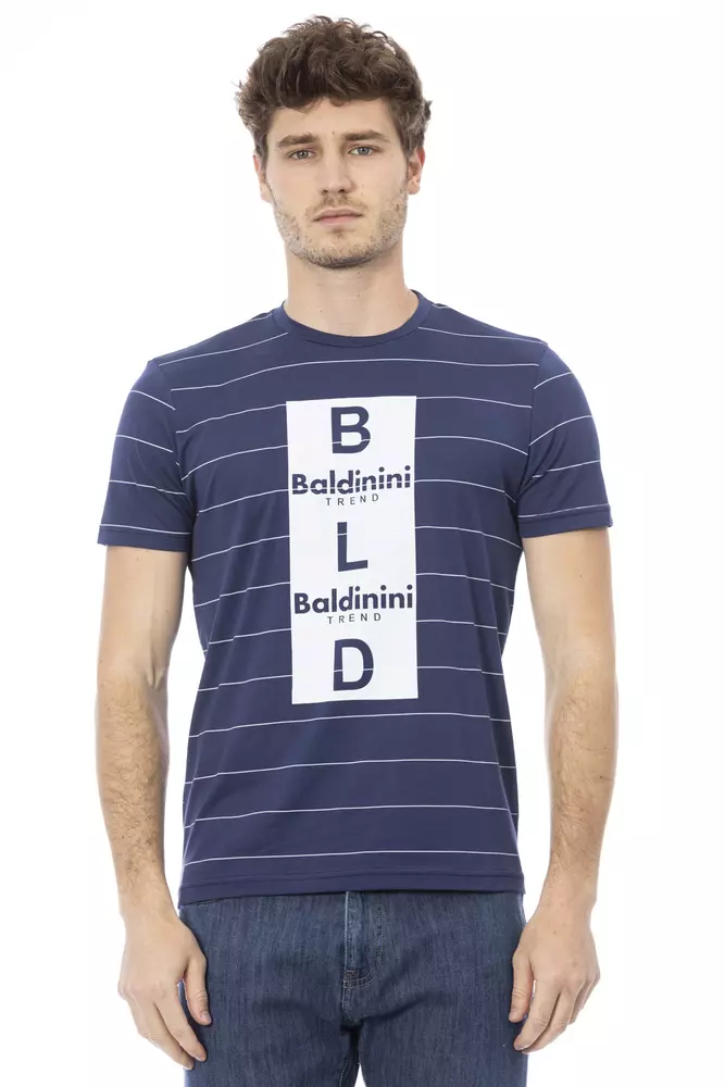 

Синяя хлопковая мужская футболка Baldinini Trend