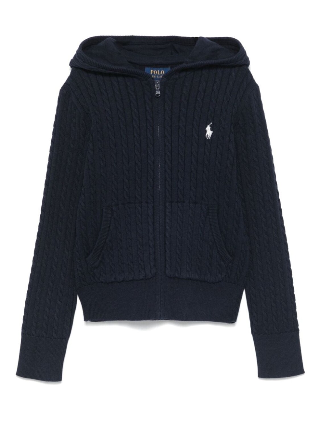 

Толстовка с капюшоном Ralph Lauren Kids с косичной вязкой, синий