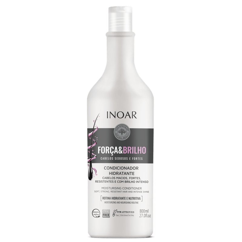 Inoar Forca&Brilho Conditioner, Кондиционер для укрепления волос с биотином и алоэ, 800 мл — фото 2