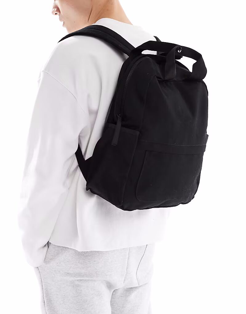 

Квадратный рюкзак из парусины ASOS DESIGN черного цвета