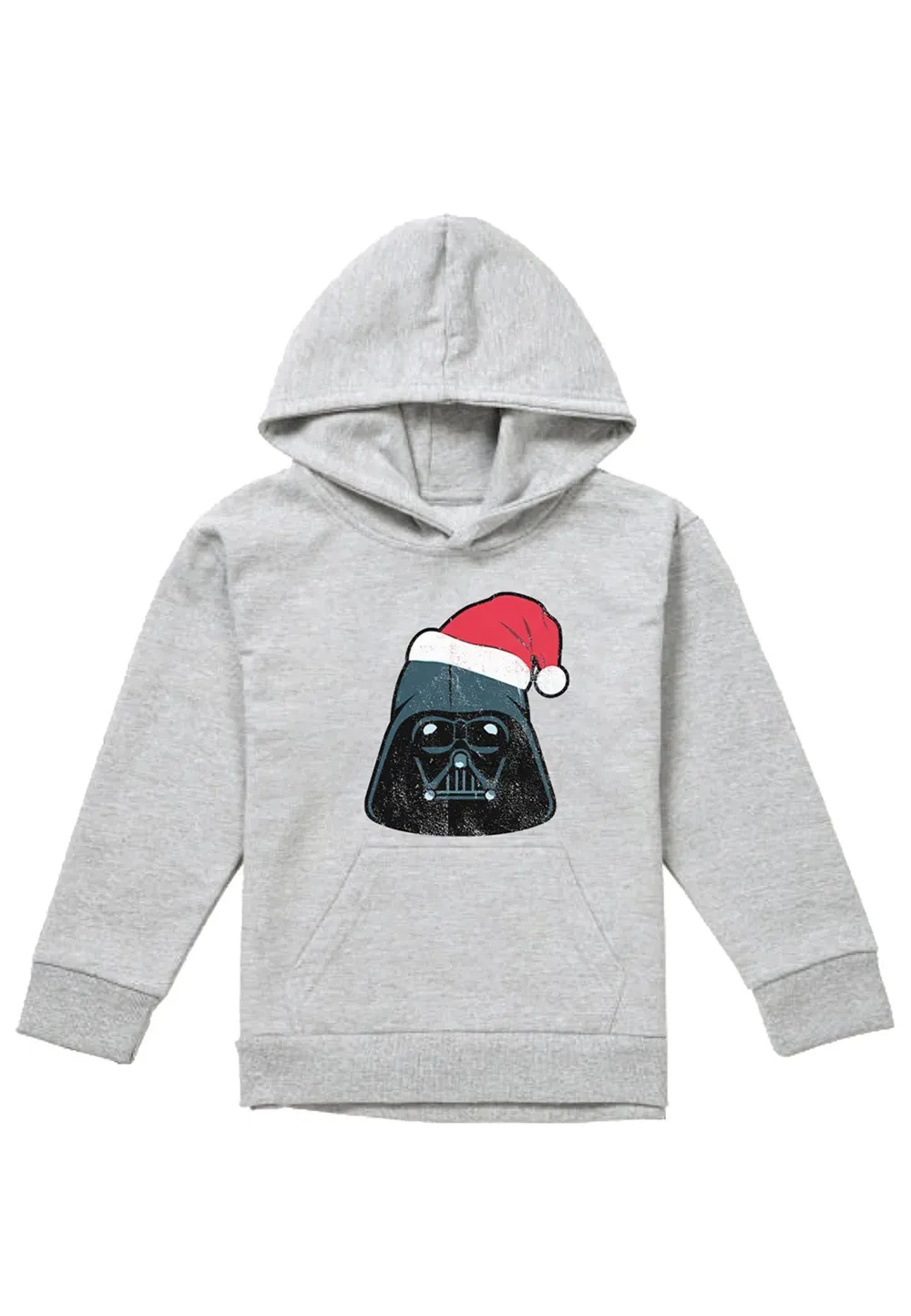 Детская худи с принтом Darth Vader Santa, Disney, серый — фото 4