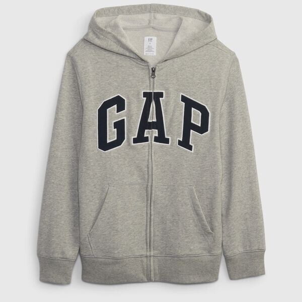 

Толстовка с капюшоном на молнии с вышитым логотипом Gap, серый