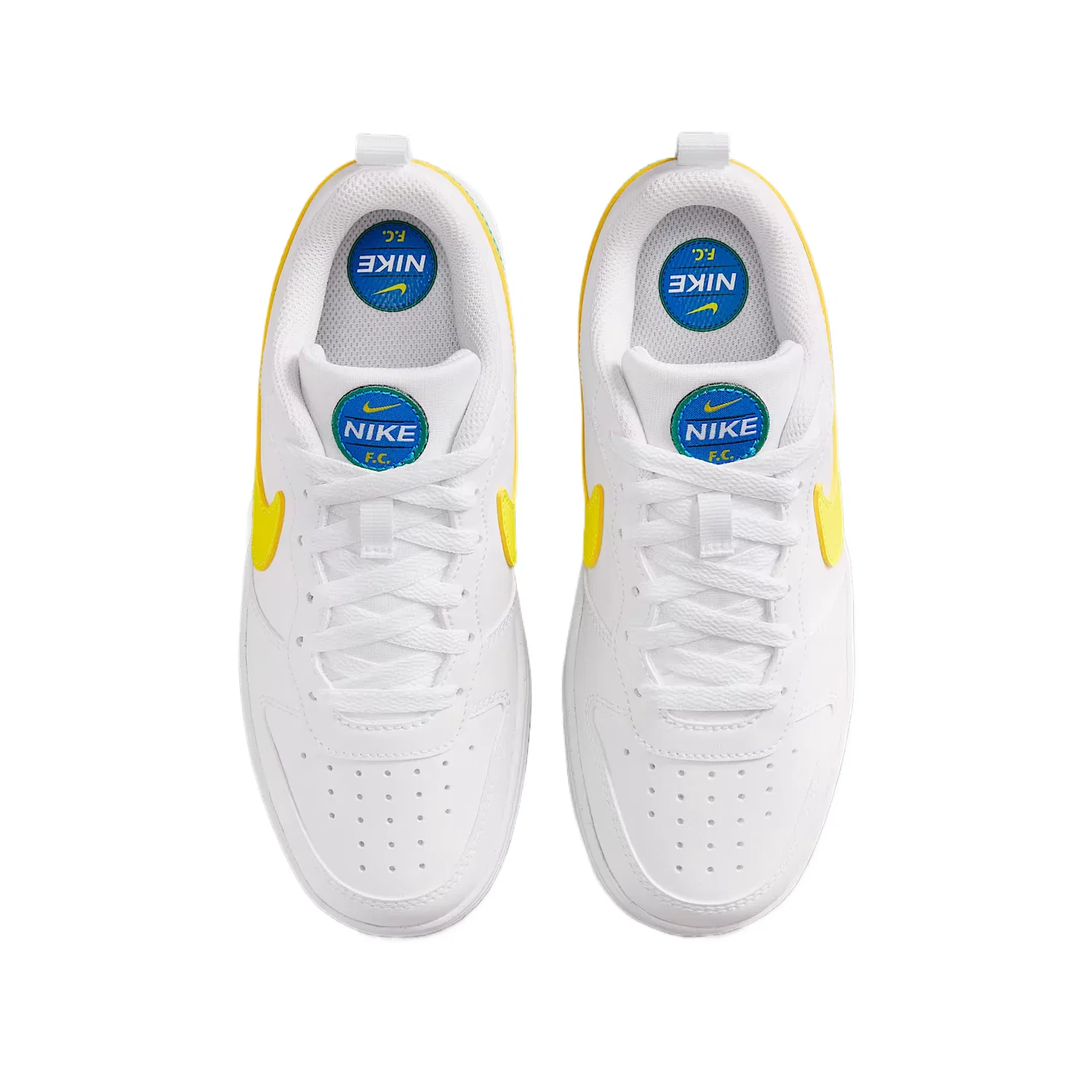 Кроссовки для скейтбординга Court Burrow из искусственной кожи, низкие, детские Nike, White/Soaring/Sonic Yellow — фото 4