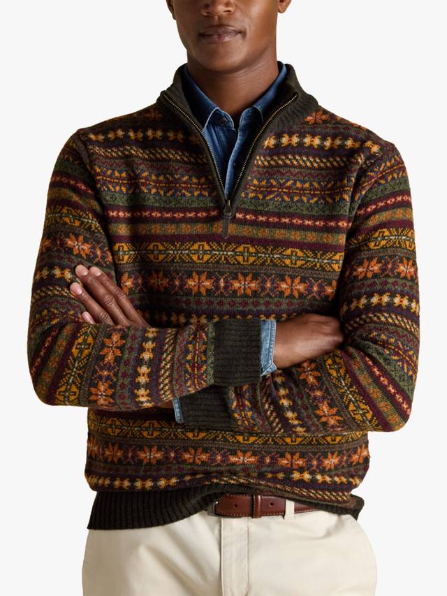 

Фер-айл свитер с воротником-стойкой на молнии из шерстяной смеси Joules, Green