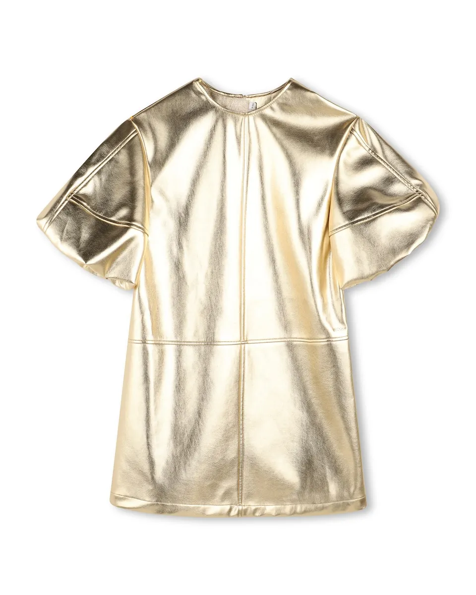 

Детское платье золотого цвета с коротким рукавом BOSS Kidswear