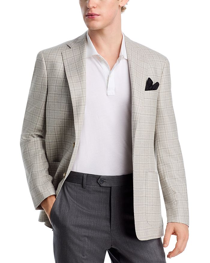 

Спортивное пальто Slim Fit Unstructured в тональную клетку Vince, серый
