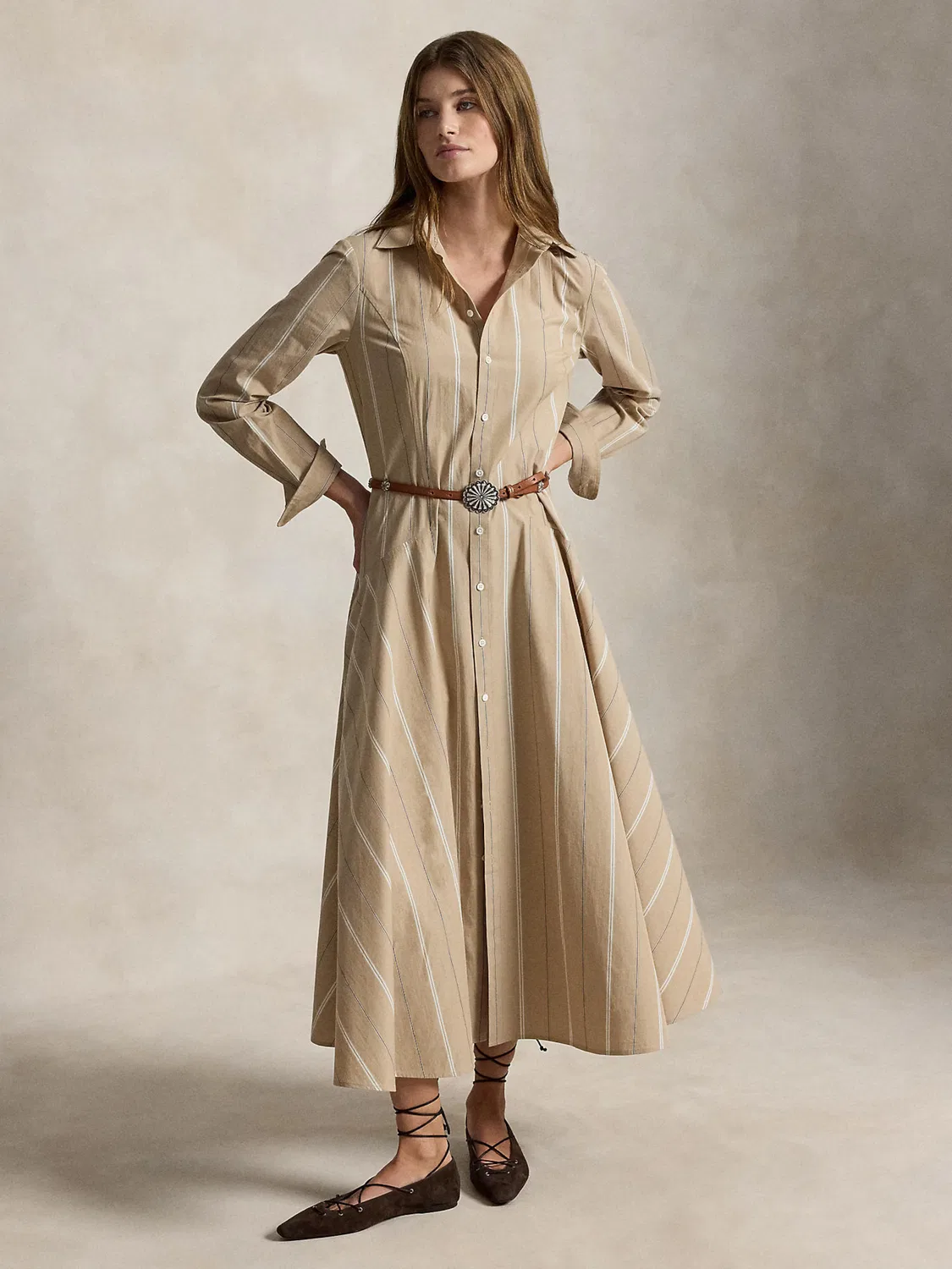 Платье-рубашка Polo Ralph Lauren, Beige — фото 4