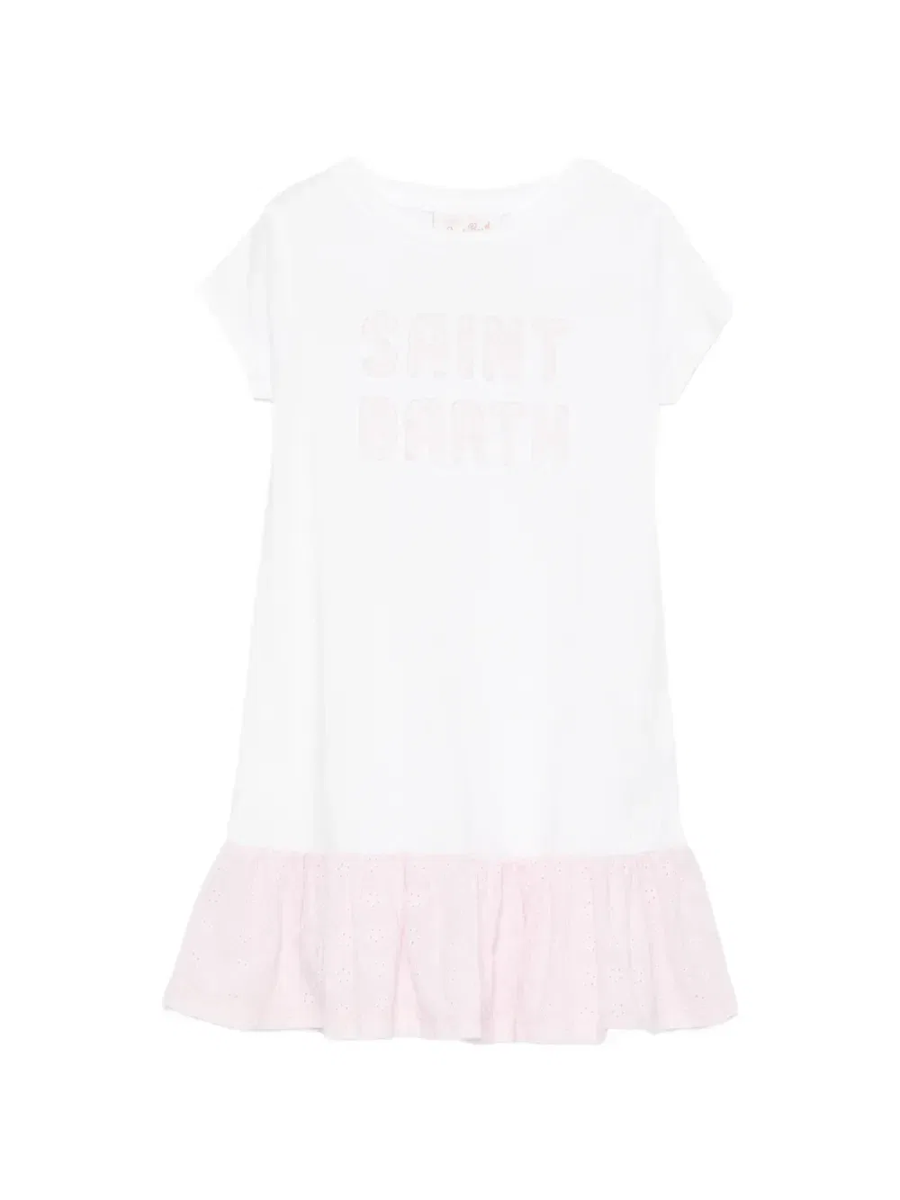 Платье Abbey с оборками и вышивкой ришелье Mc2 Saint Barth Kids, белый