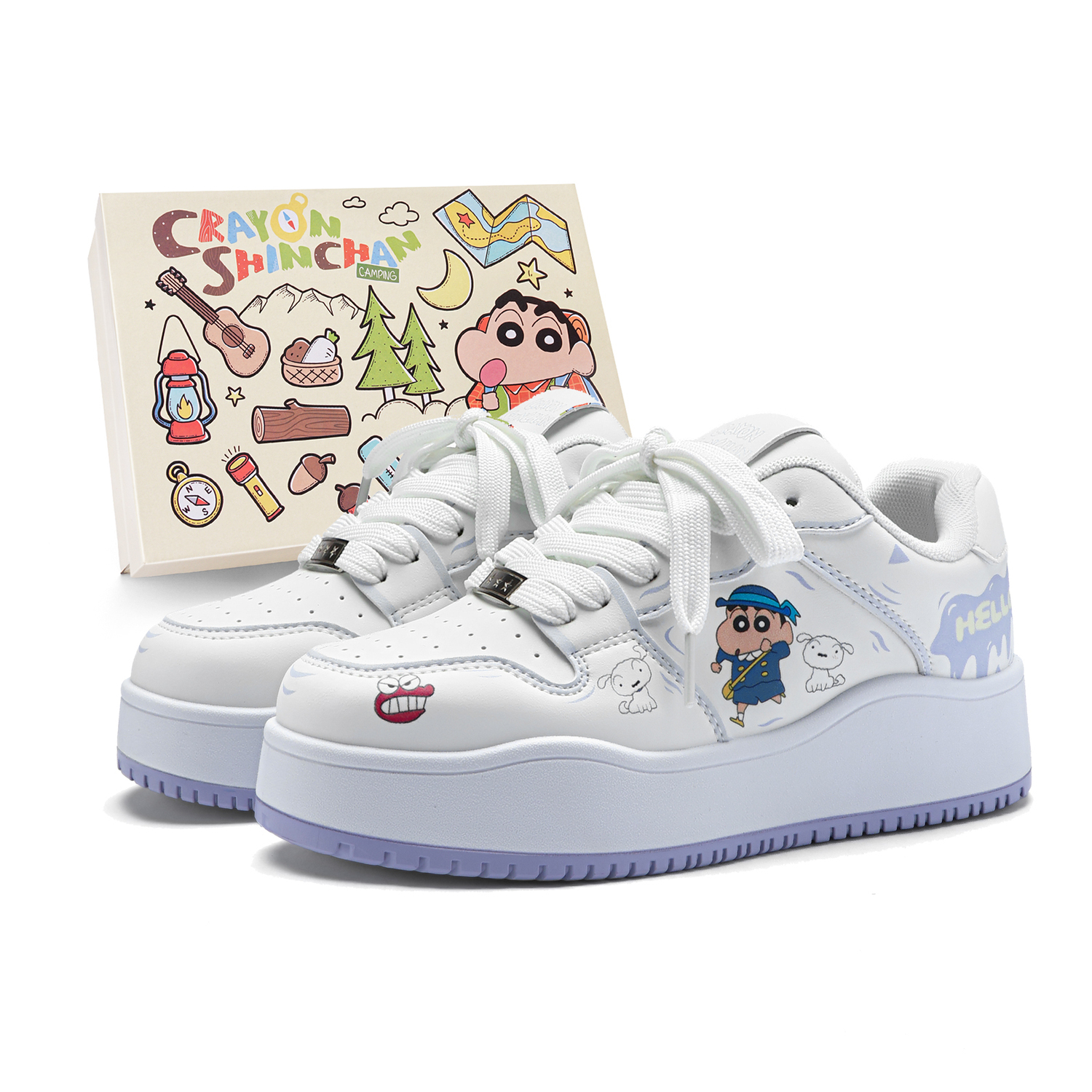 

Crayon Shinchan Низкие скейтерские кроссовки унисекс бело-фиолетовые, цвет White Purple