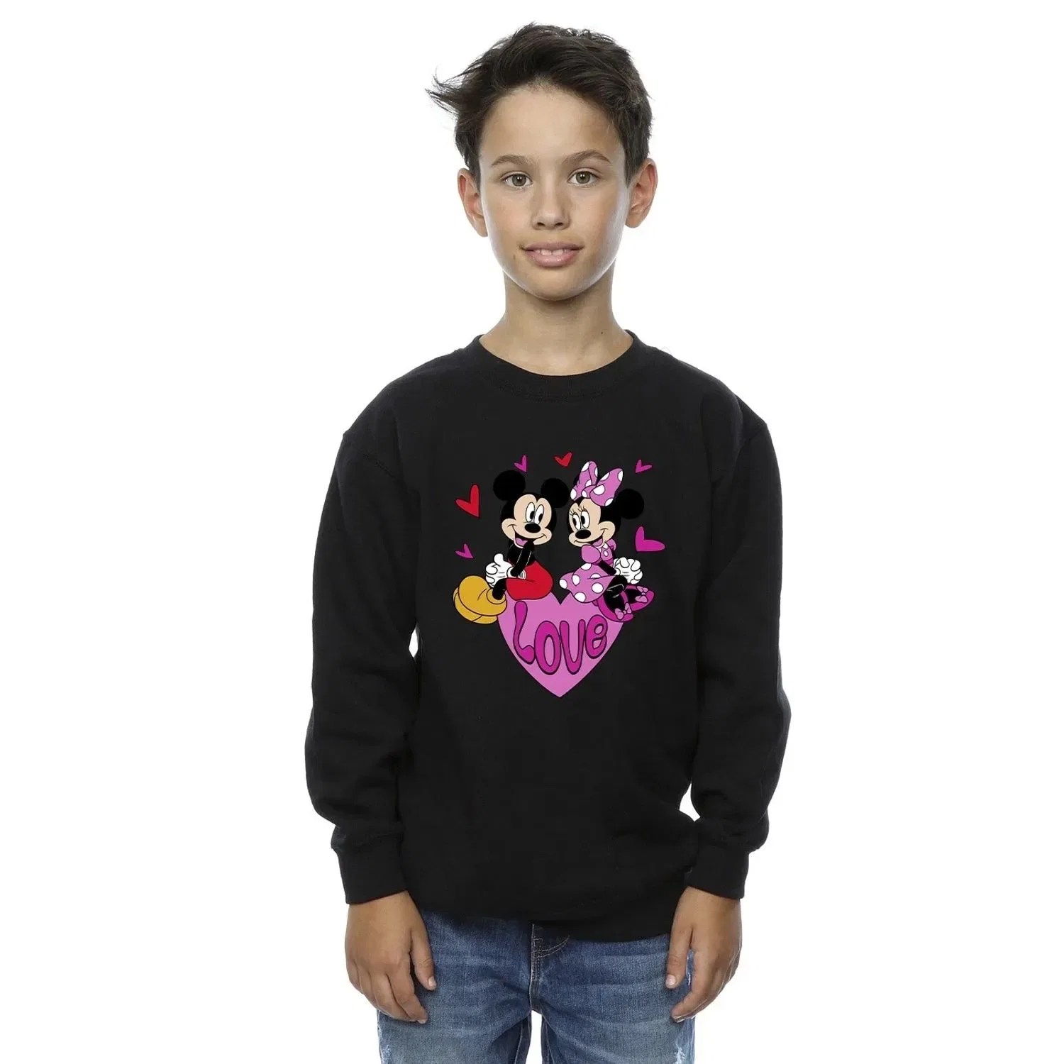 Свитшот детский с принтом Mickey Mouse & Minnie Mouse Disney, черный