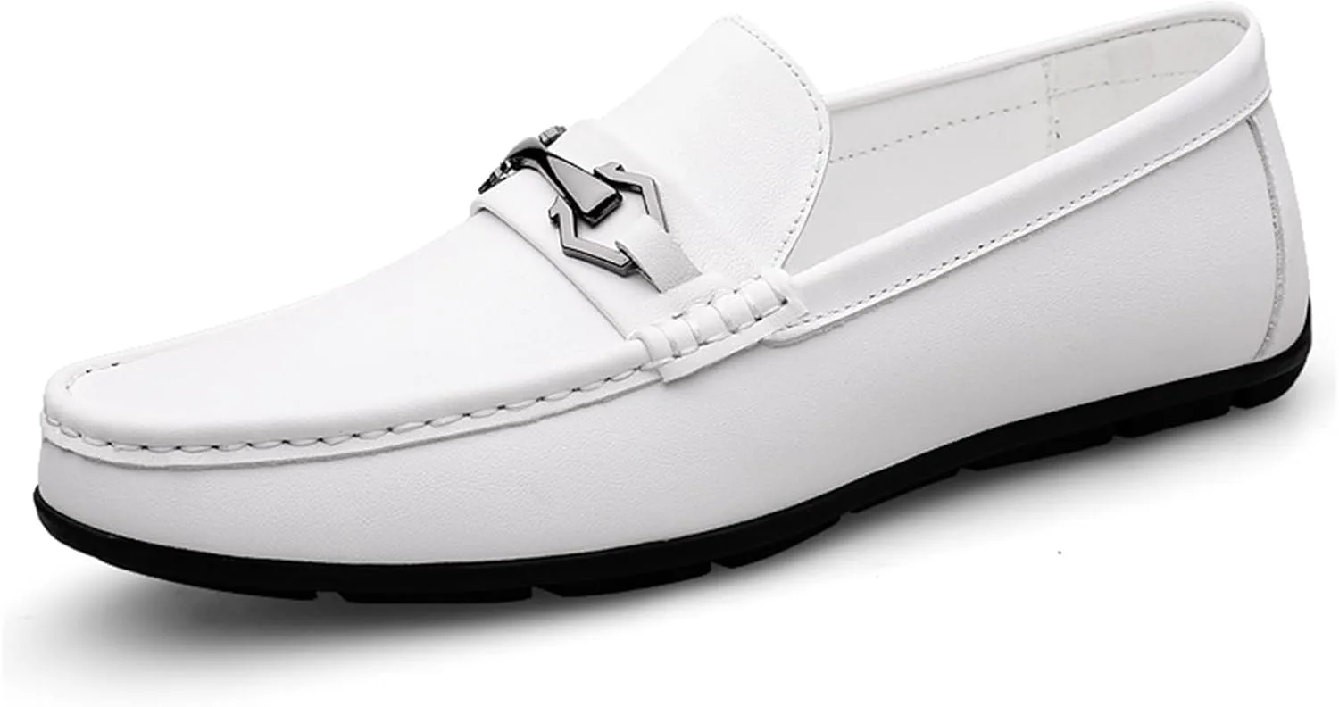Мужские повседневные туфли-лоферы Loafer Premium из натуральной кожи, без шнурков, для вождения, легкие, дышащие, мягкие Abborora, белый — фото 2