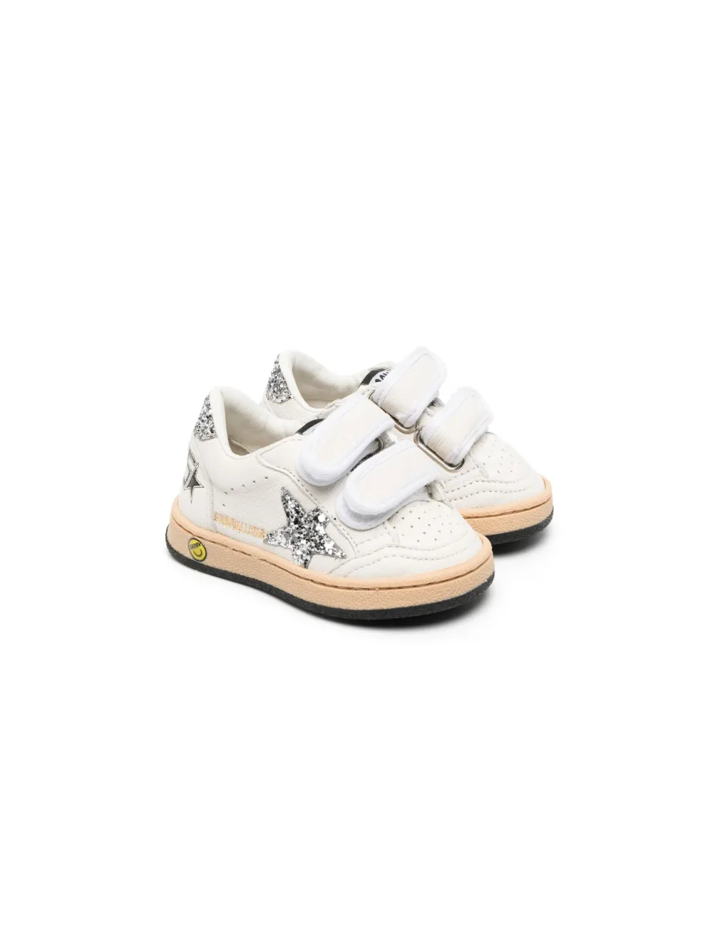 

Кроссовки на липучках с блестками Golden Goose Kids, белый