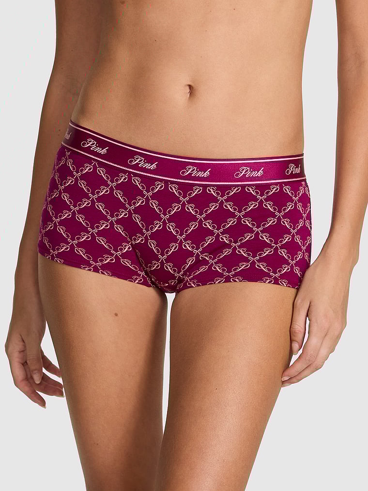 

Трусики-Шорты из хлопка с логотипом Pink, smooth magenta rose p bow print