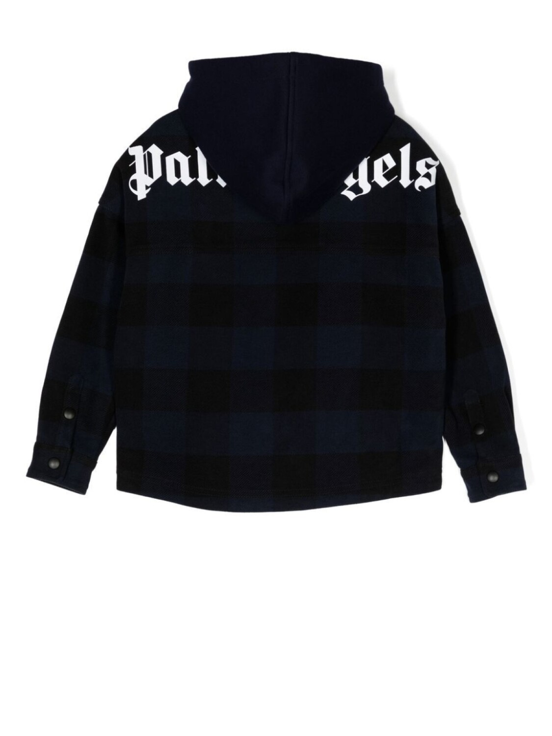 Palm Angels Kids клетчатая куртка-рубашка с капюшоном, синий — фото 2
