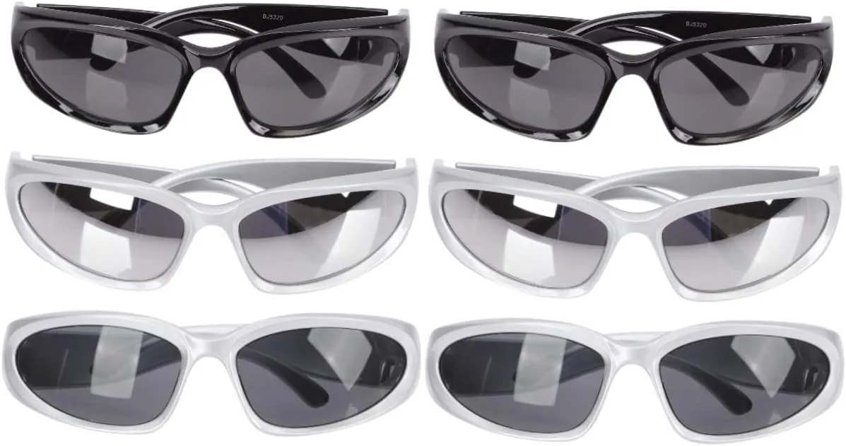 

6 спортивных солнцезащитных очков, модные очки, стильные очки для женщин и мужчин, бейсбольные солнцезащитные очки для вечеринок INOOMP, Assorted Colorx2pcs