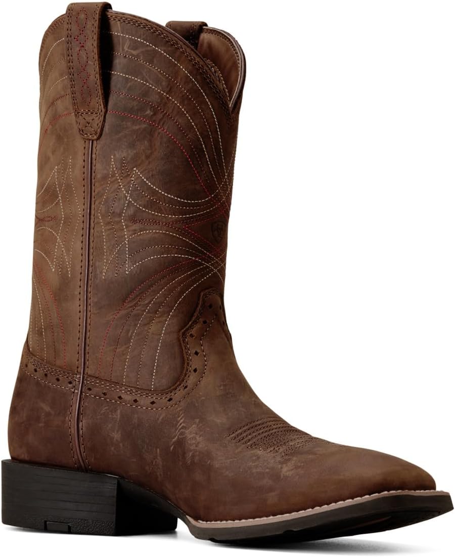 Мужские западные ковбойские сапоги Ariat Sport с широким квадратным носком, коричневый — фото 3