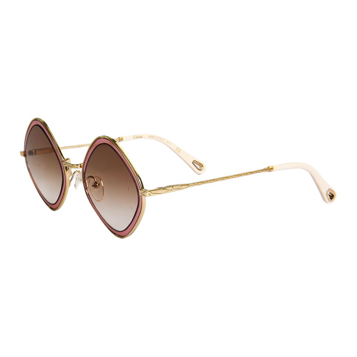 

Chloé Chloe Metal Irregular Shape Sunglasses Unisex Gold/Tortoiseshell/Orange/Beige