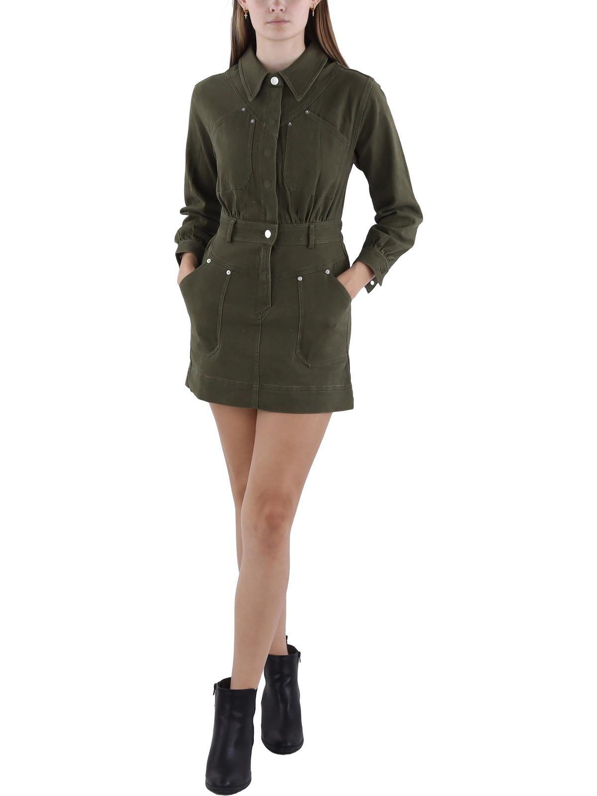 

Женское джинсовое мини-платье-рубашка Steve Madden, цвет olive night