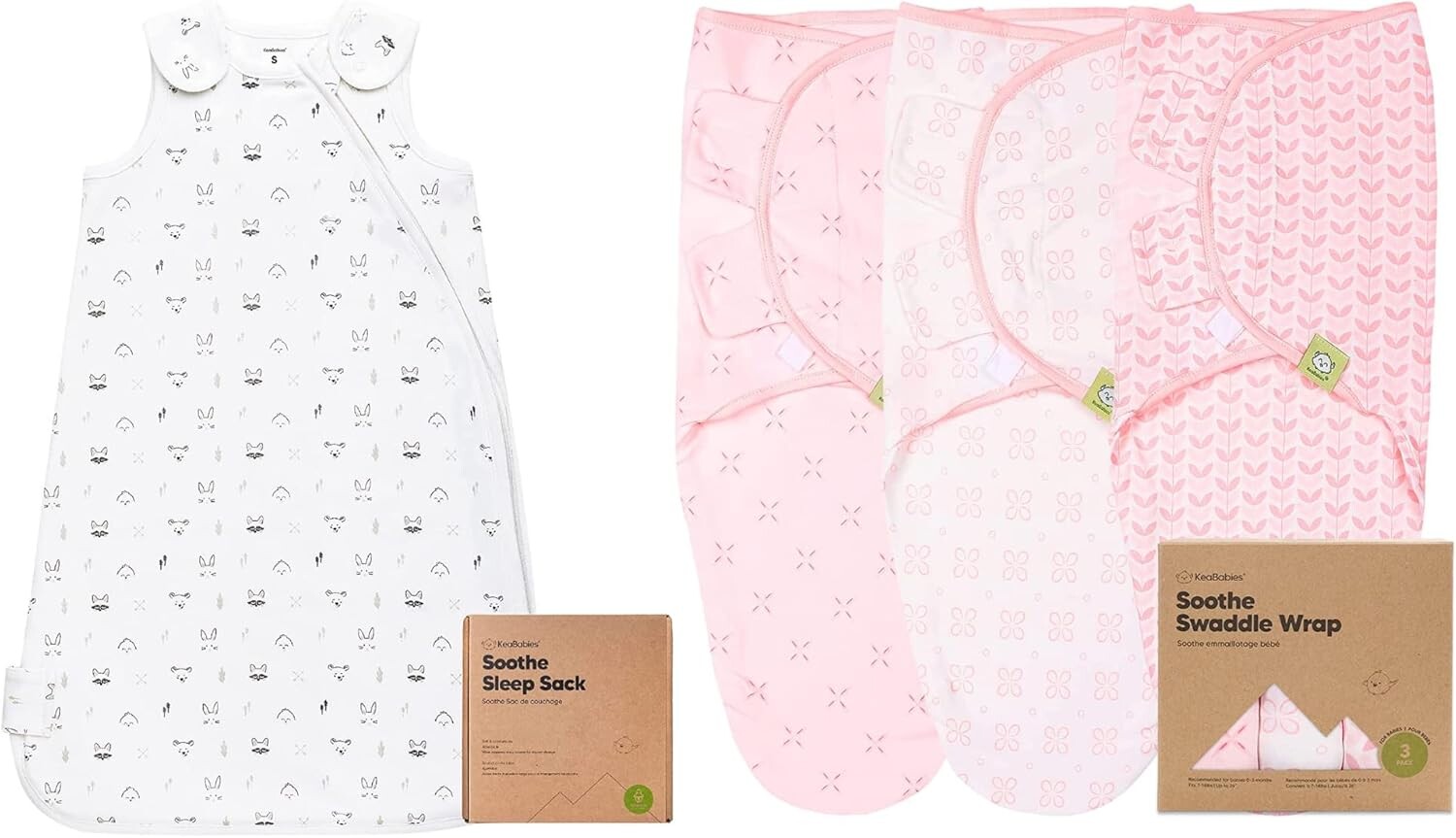 

Kea Мешок для сна для младенцев 0–3/3–6 месяцев и 3 упаковки из органических детских пеленальных мешков — Носимое одеяло из органического хлопка для новорожденных — Пеленальный мешок для новорожденных KeaBabies