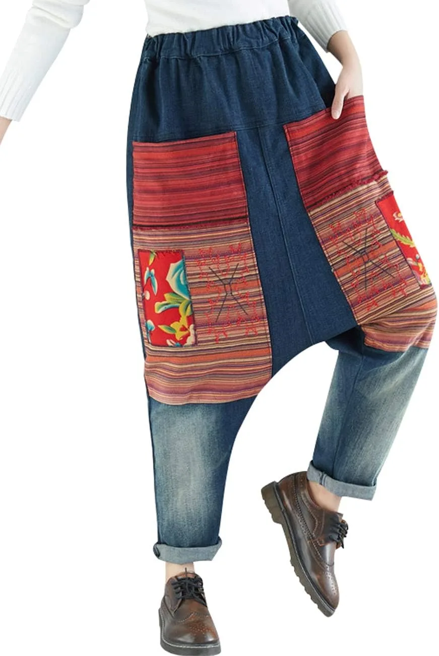 

Женские джинсы Casual Drop Crotch с эффектом потертостей Bigasset